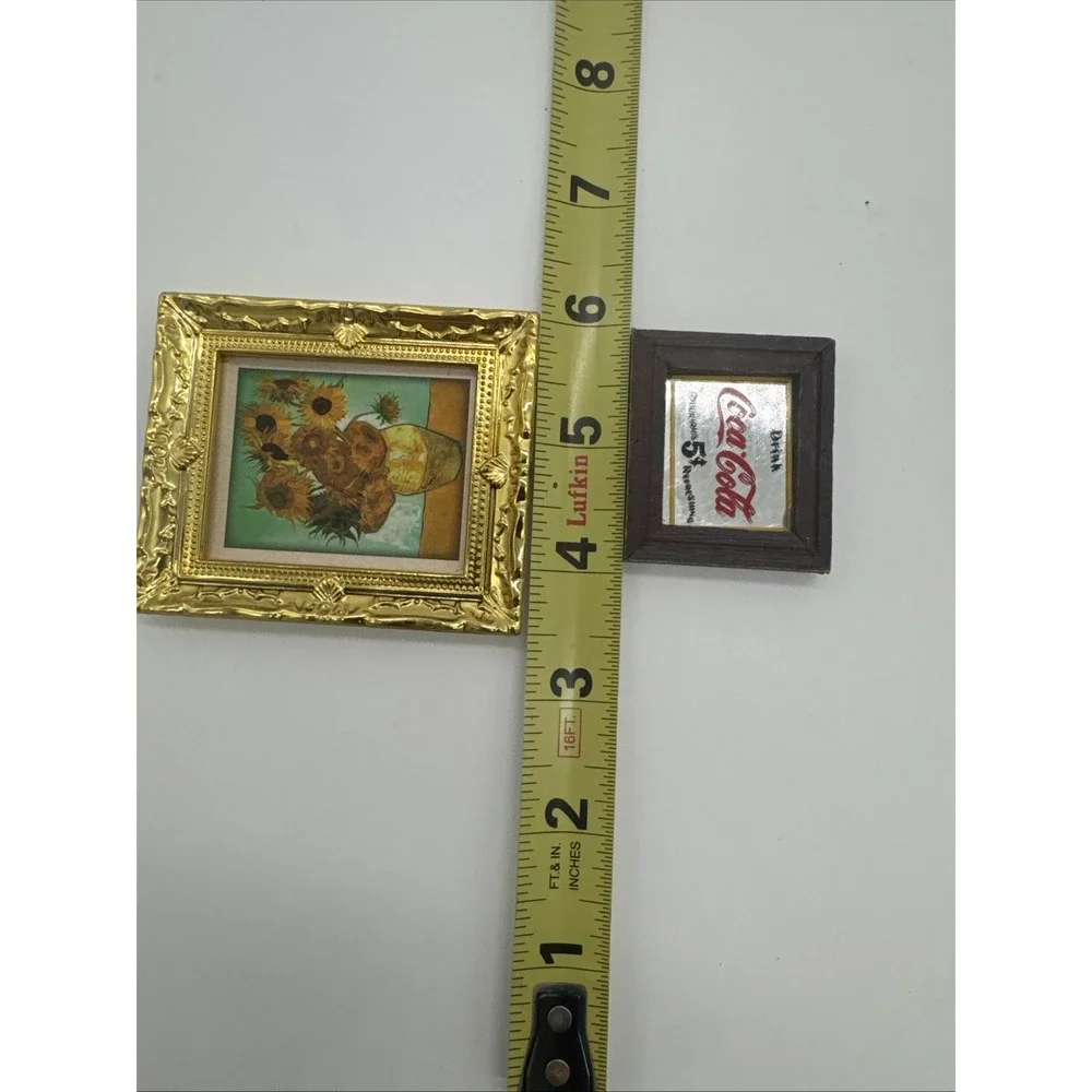 Dollhouse Miniature Framed Pictures Flower Vase And Coca Cola Mirror